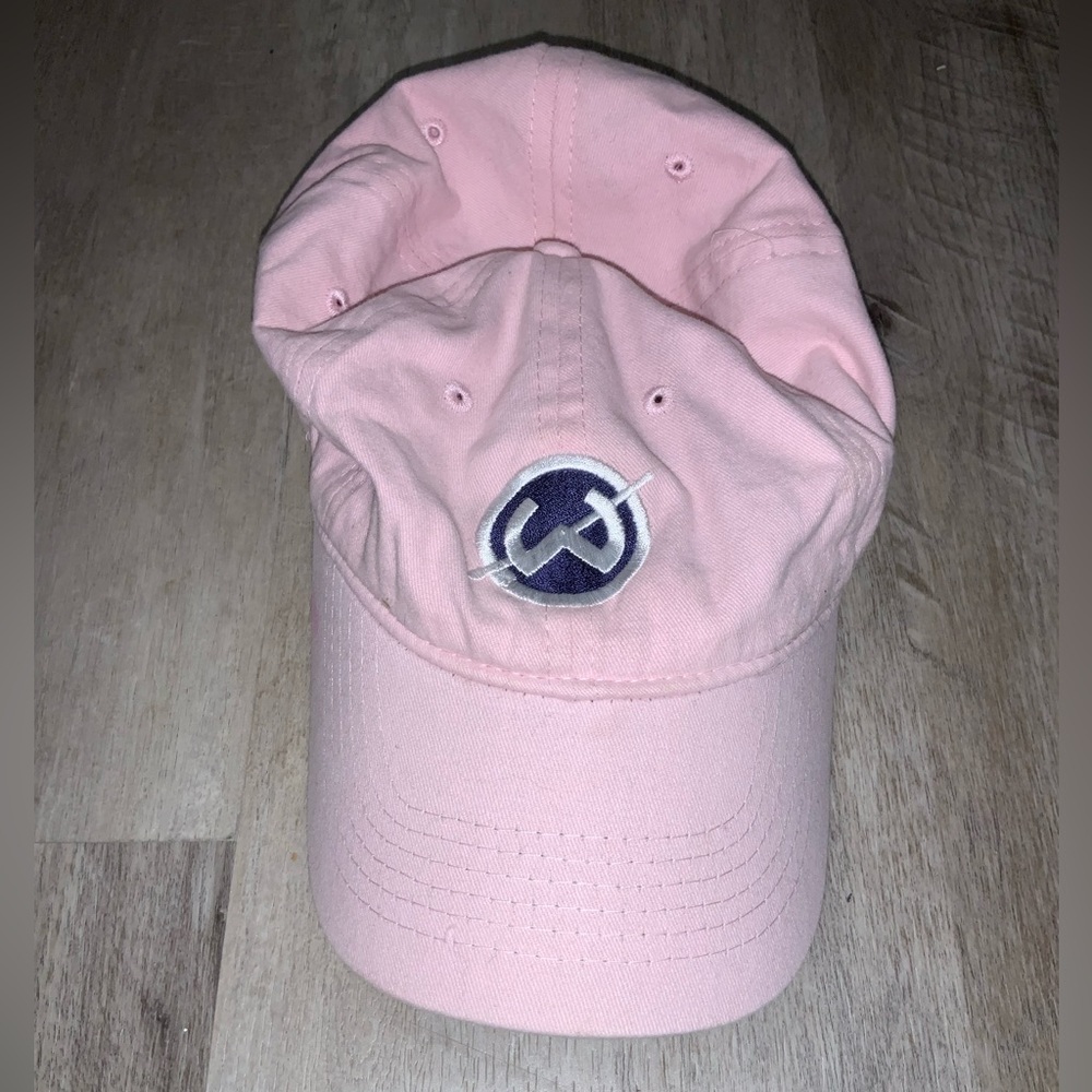 (Bin 4) Big X, Pink baseball cap w/ Wilton (CT) Warrior logo, Size OS